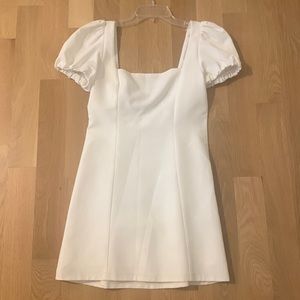 Zara white tie back mini dress with puff sleeves